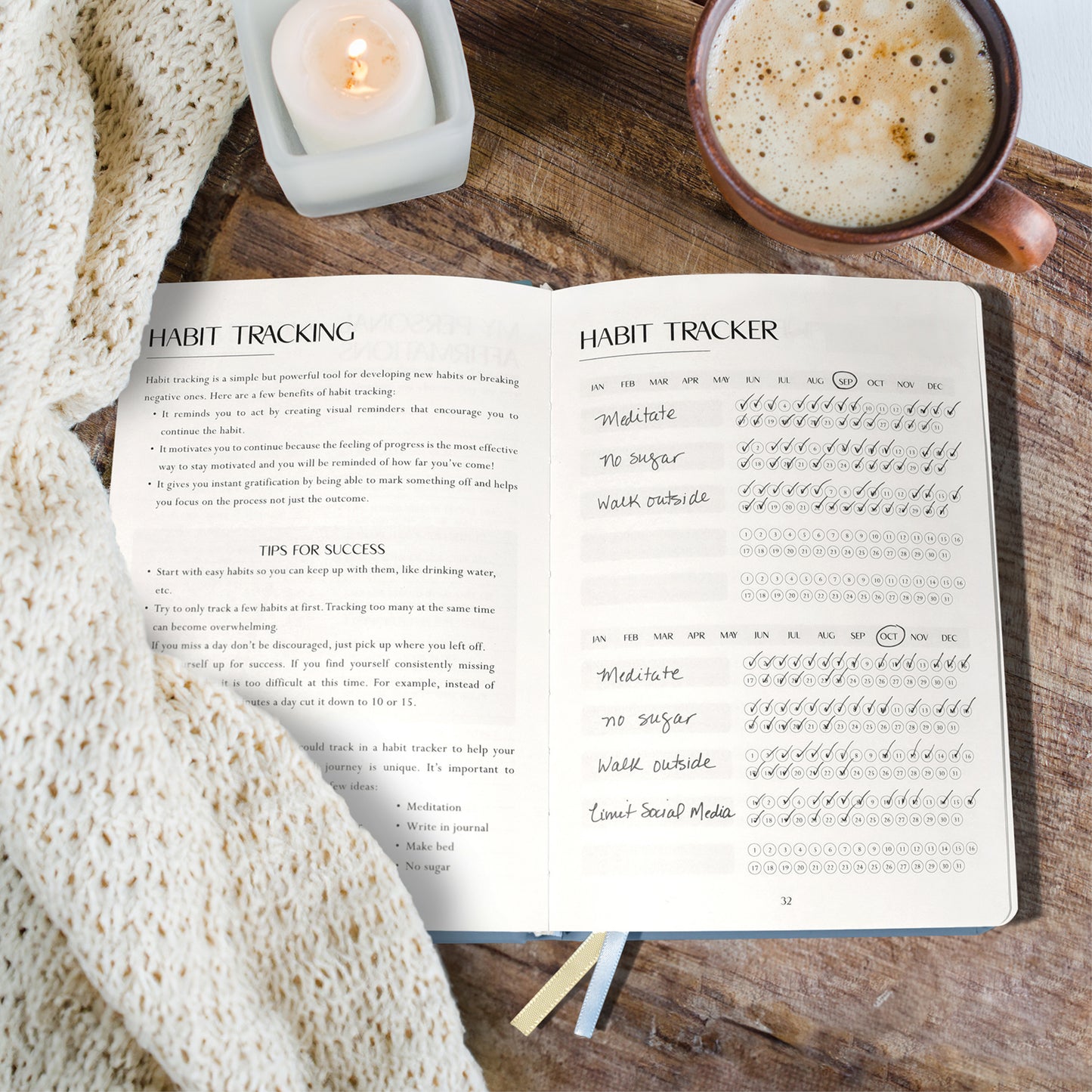 FINDING BALANCE MENTAL HEALTH JOURNAL - 6 Month Blue Hardcover